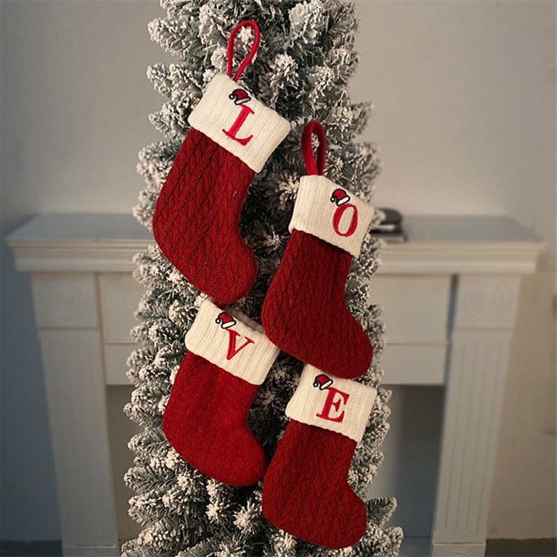 Christmas Socks Knitting Snowf - Christmas Stocking Hanging recension och pris