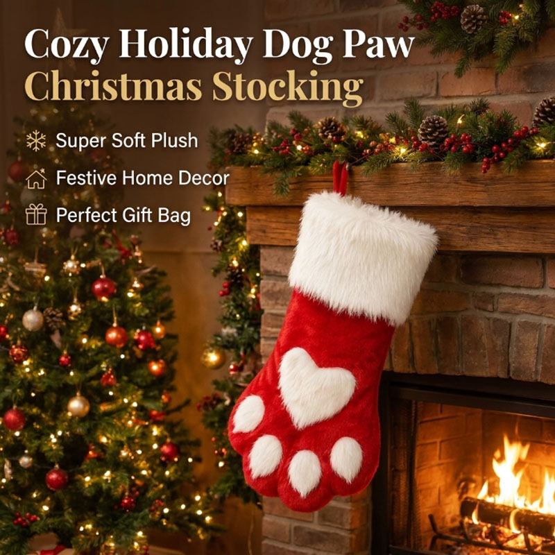 Winter Plush Dog Paw Christmas - Christmas Stocking Hanging recension och pris