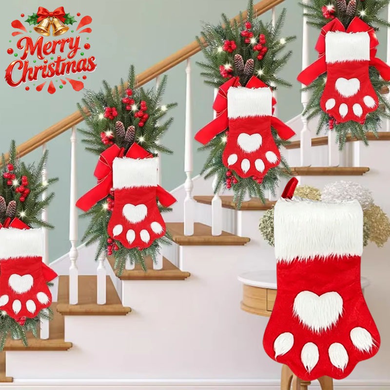 Winter Plush Dog Paw Christmas - Christmas Stocking Hanging recension och pris