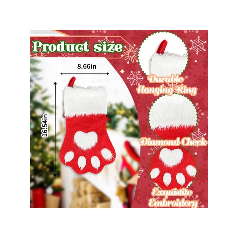 Winter Plush Dog Paw Christmas - Christmas Stocking Hanging recension och pris