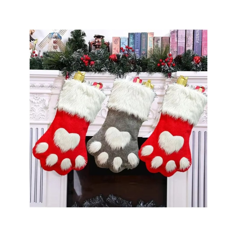 Winter Plush Dog Paw Christmas - Christmas Stocking Hanging recension och pris
