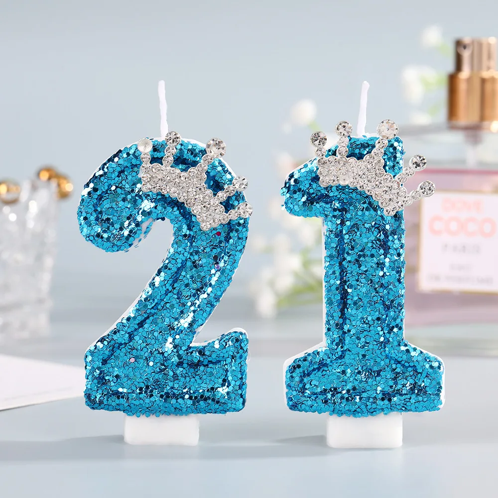 Blue Crown Number Birthday Can - Holiday Candle Set recension och pris